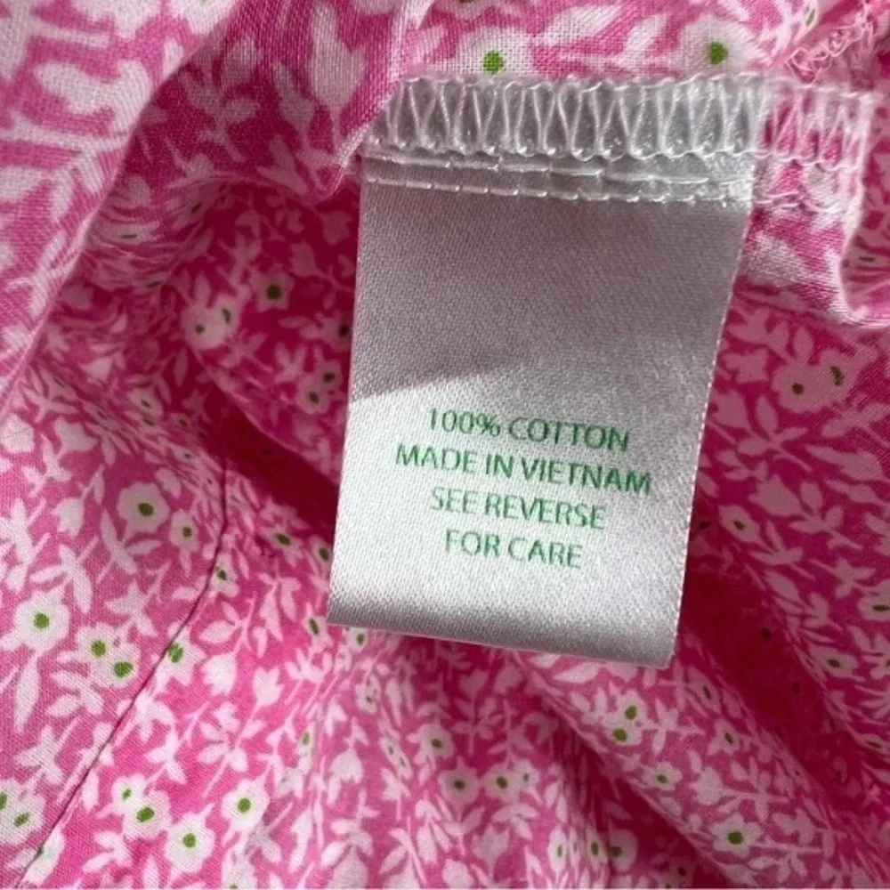 Lilly Pulitzer Pink Floral Button Front Blouse Size 6 Small Cotton Shirt